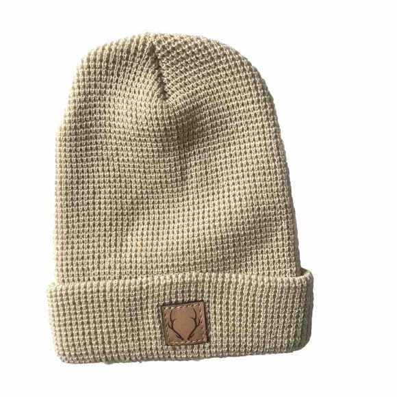 Richardson Beanie Soft Acrylic Birch Beige Folded Cuff Waffle Weave Hat Cap OS - Picture 1 of 5